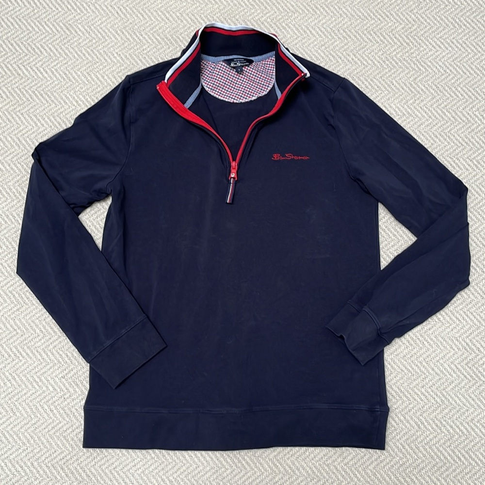 BEN SHERMAN 1/4 Zip Long Sleeve Polo Shirt